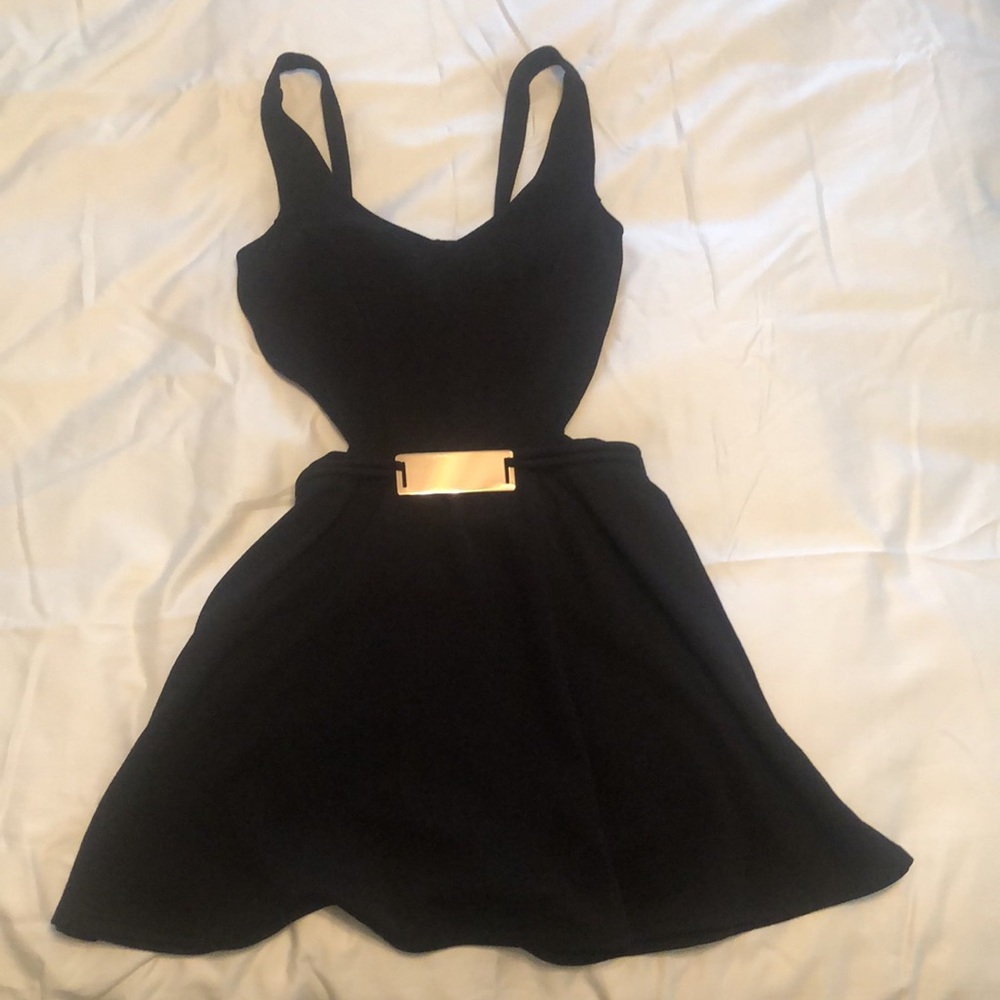 Open Back Black Skater Dress